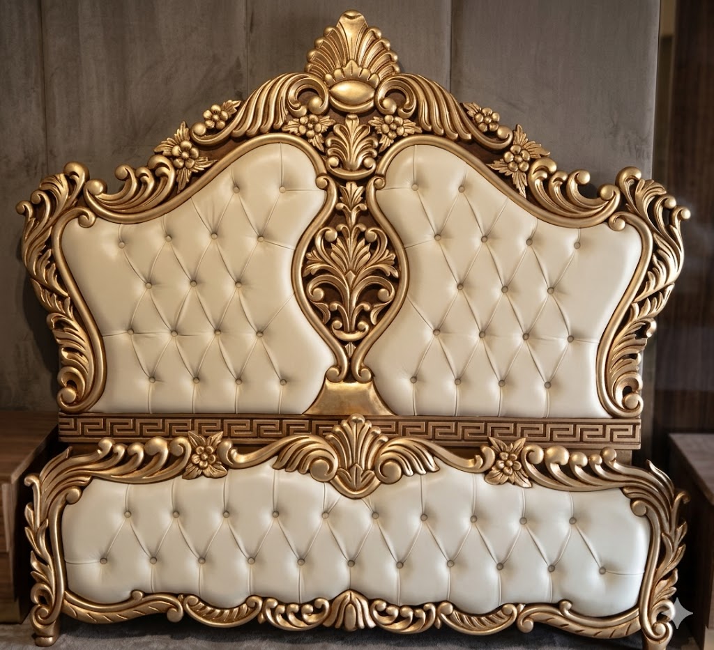 WOODEN BED IN TAJ STYLE WITH POSHISH