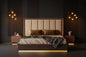 LATEST POSHISH BED WITH WOODEN HEADBOARD AND FOOTBOARD WITH LIGHTNING