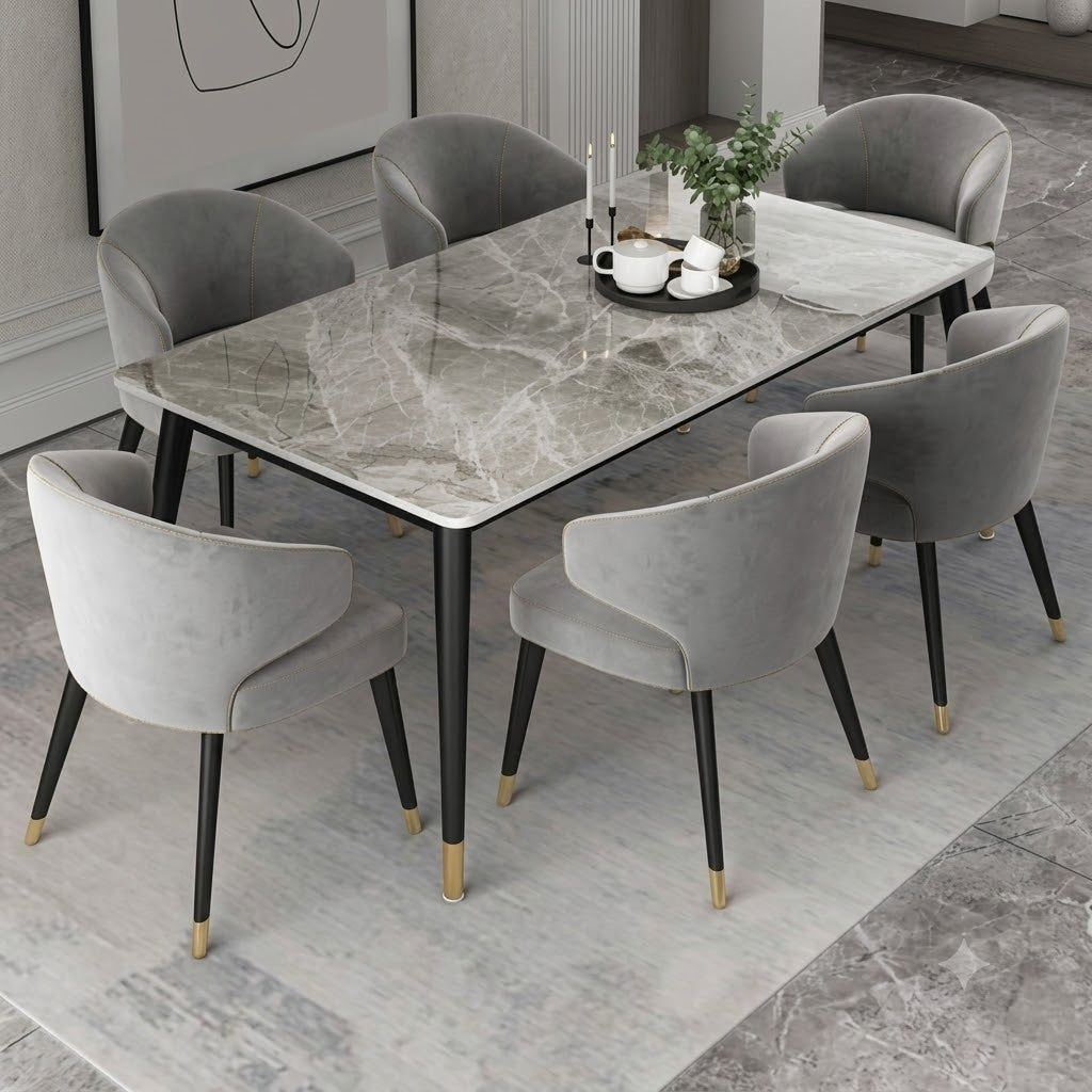 LUXURY DINING TABLE AND CHAIR'S IN FABRIC