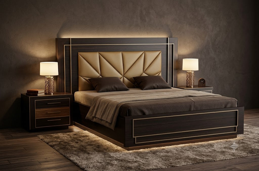 LATEST WOODEN BED WITH STYLISH POSHISH
